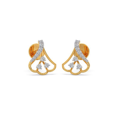 Ribbon Swirls Diamond Stud Earrings