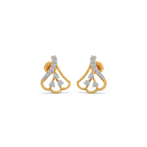 Ribbon Swirls Diamond Stud Earrings