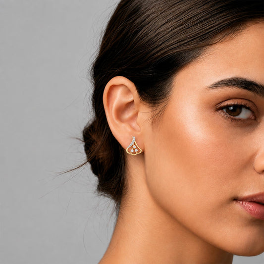 Ribbon Swirls Diamond Stud Earrings - MQ_AI