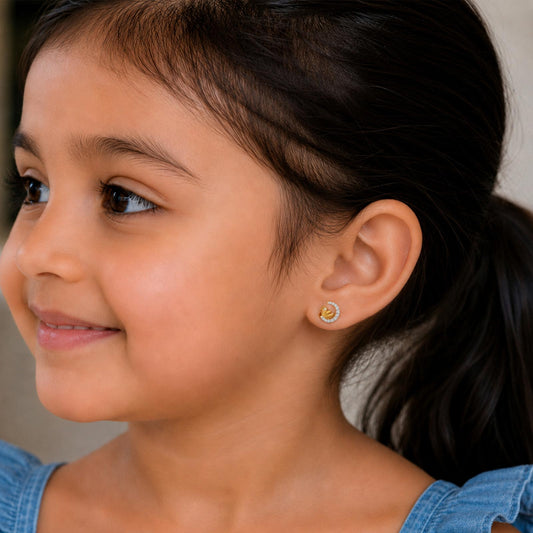 Moon Dove Diamond  Kids Stud Earrings - MQ_AI