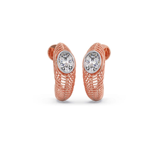 Helix Oval Solitaire J-Bali Earrings - Rose