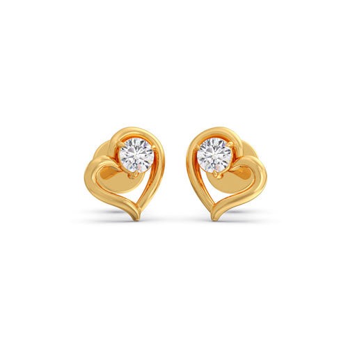 Heart-Shaped Round Diamond Studs