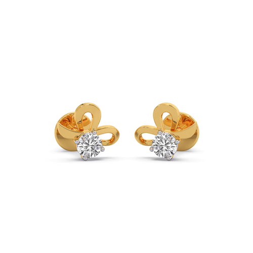 Round Diamond Ribbon Earrings