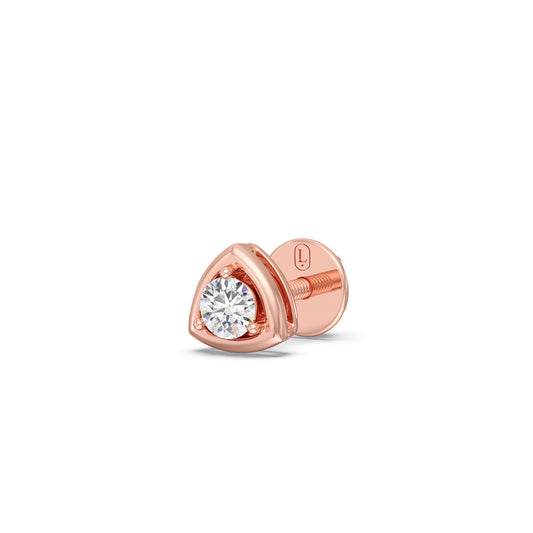 Triangle Sparkle Round Diamond Studs - Rose