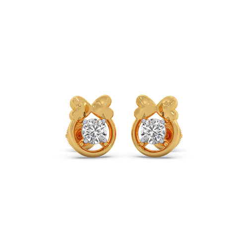 The Ribbon of Love Round Diamond Studs