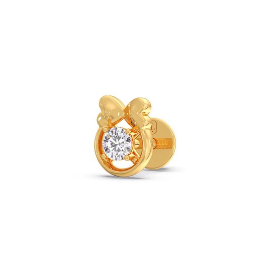 The Ribbon of Love Round Diamond Studs - Yellow