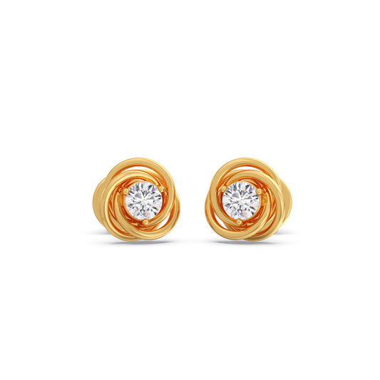Round Diamond Swirl Stud Earrings - Yellow