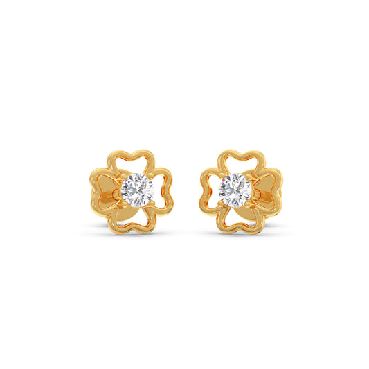 The Lucky Clover Round Diamond Earrings - Yellow