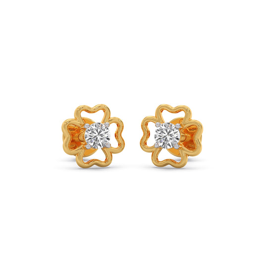 The Lucky Clover Round Diamond Earrings - Yellow