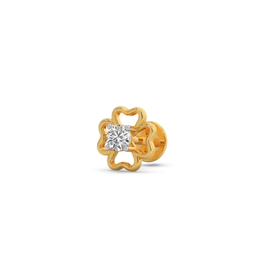The Lucky Clover Round Diamond Earrings - Yellow