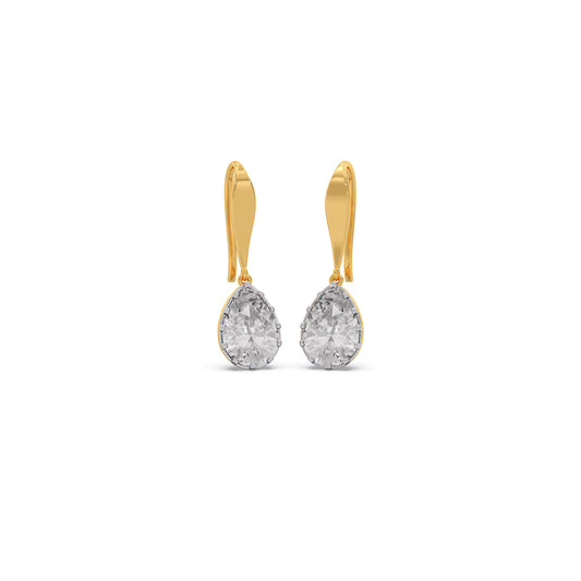 2 cts Rose Cut Pear Shape Solitaire Diamond Earrings - Yellow