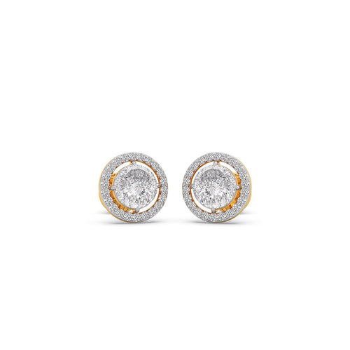 Portuguese Halo Brilliance Solitaire Diamond Stud Earrings