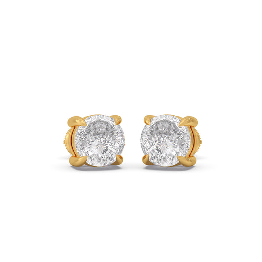 Portuguese Essence Solitaire Diamond Stud Earrings - Yellow