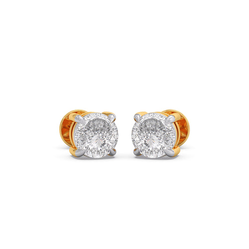 Portuguese Essence Solitaire Diamond Stud Earrings