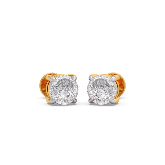 Portuguese Essence Solitaire Diamond Stud Earrings - Yellow