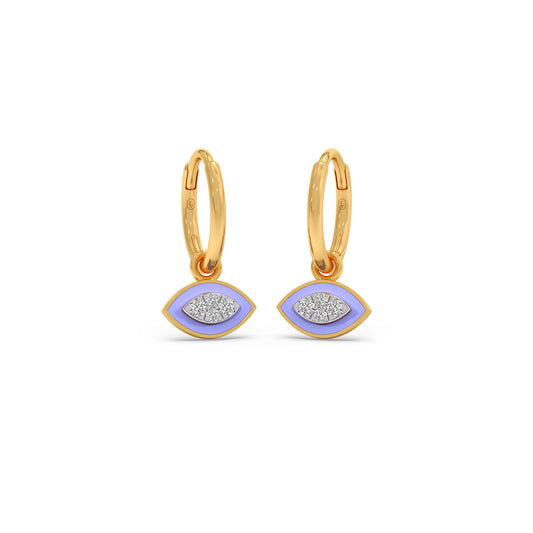 Iris Bloom Diamond Hoop Earrings - Yellow