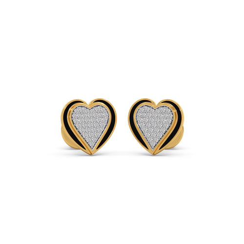 Ceramic Heart Diamond Stud Earrings