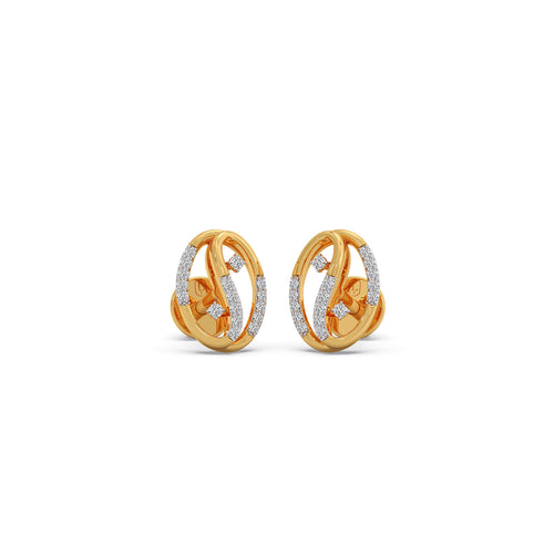 Oval Orbit Diamond Stud Earrings