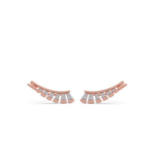 Celestia Wing Diamond Crawler Earrings - Rose