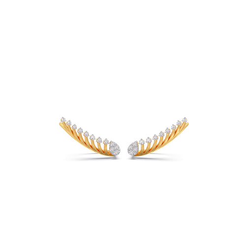 Spine Round Diamond Crawler Earrings