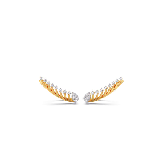 Spine Round Diamond Crawler Earrings - Yellow