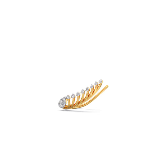 Spine Round Diamond Crawler Earrings - Yellow