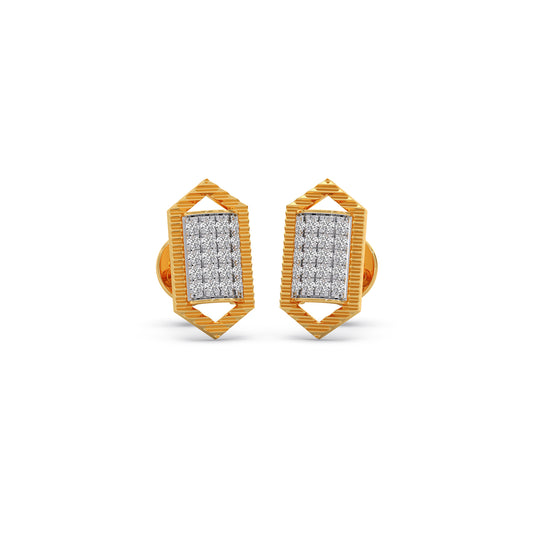 Celestial Hex Diamond Stud Earrings - Yellow