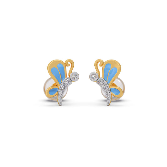 Twinkle Butterfly Kids Diamond Earrings - Yellow