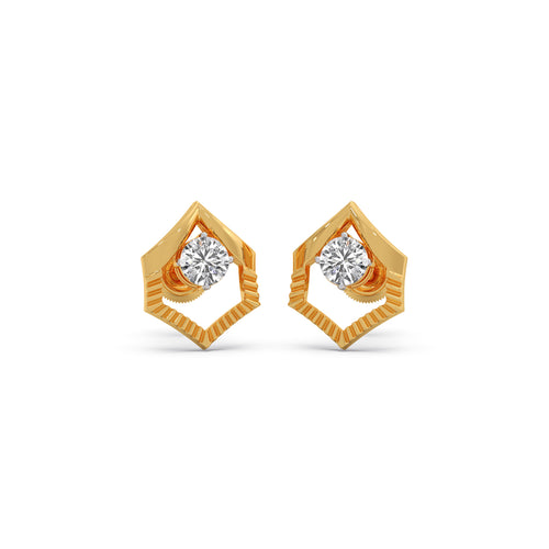 Veda Hex Round Solitaire Studs Earring