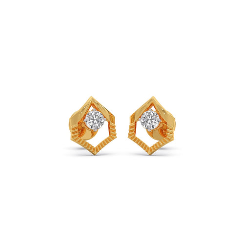 Veda Hex Round Solitaire Studs Earring