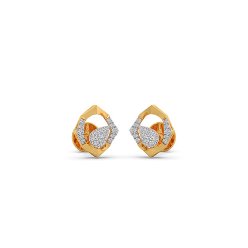 Angular Dewdrop Diamond Stud Earrings