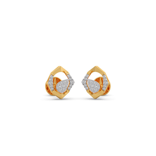 Angular Dewdrop Diamond Stud Earrings - Yellow