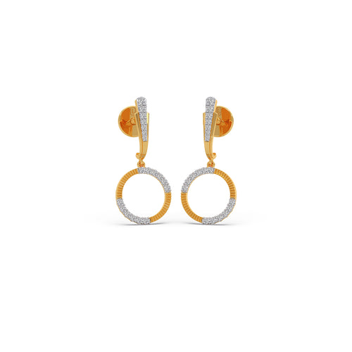Flux Circle Diamond Drop Earrings