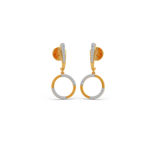 Flux Circle Diamond Drop Earrings - Yellow