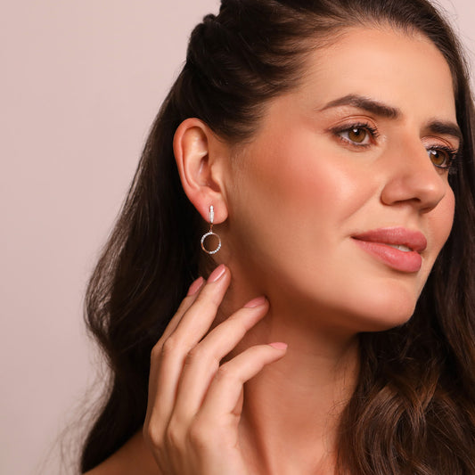 Flux Circle Diamond Drop Earrings - MQ