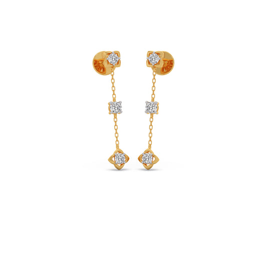 Trio-Link Diamond Dangle Earrings - Yellow