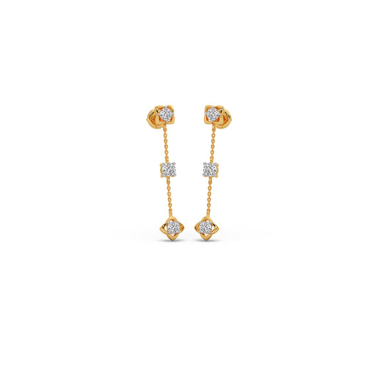 Trio-Link Diamond Dangle Earrings - Yellow