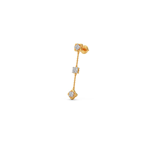 Trio-Link Diamond Dangle Earrings - Yellow
