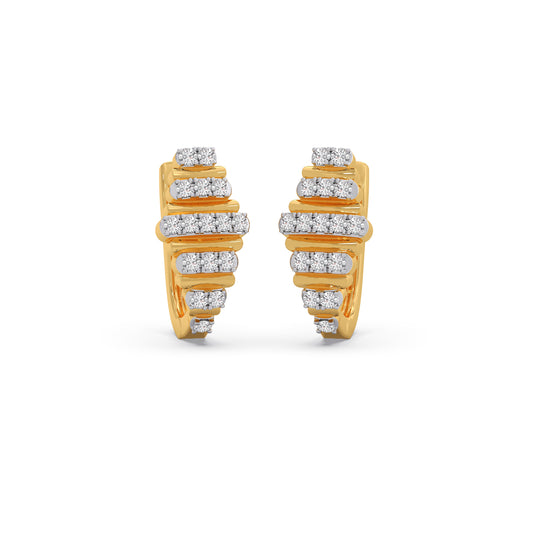 Glacier Ribbed Diamond Hoop Earrings - Yellow