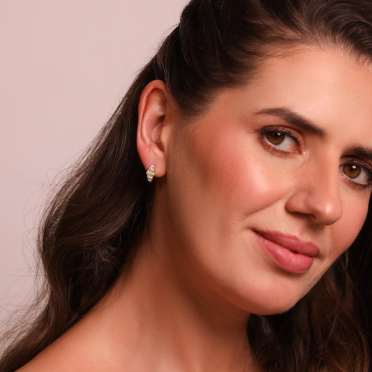 Glacier Ribbed Diamond Hoop Earrings - MQ