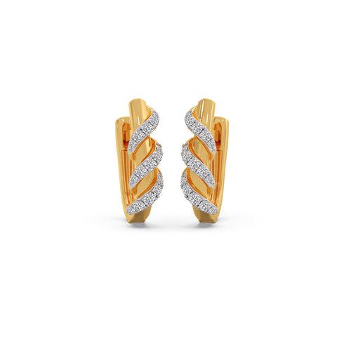Fluid Spiral Diamond Hoop Earrings