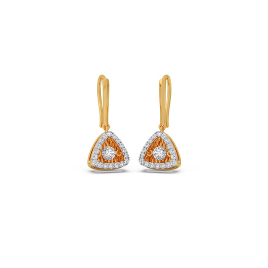 Empress Triangular Diamond Dangle Earrings - Yellow