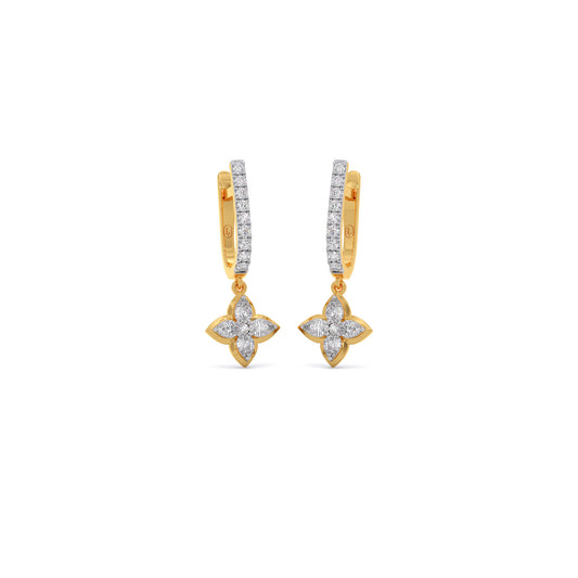 Orchid Diamond Dangle Hoop Earrings - Yellow