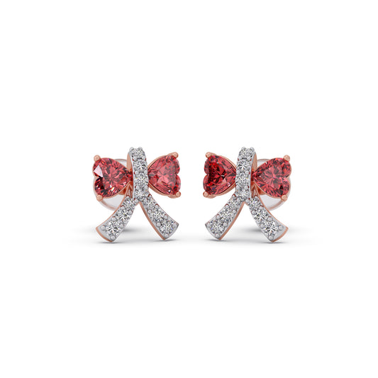 Crimson Knot Diamond Kids Earrings - Rose
