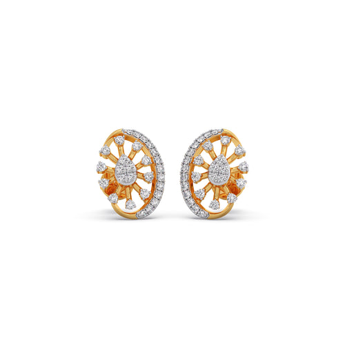Flare Sunburst Diamond Stud Earrings
