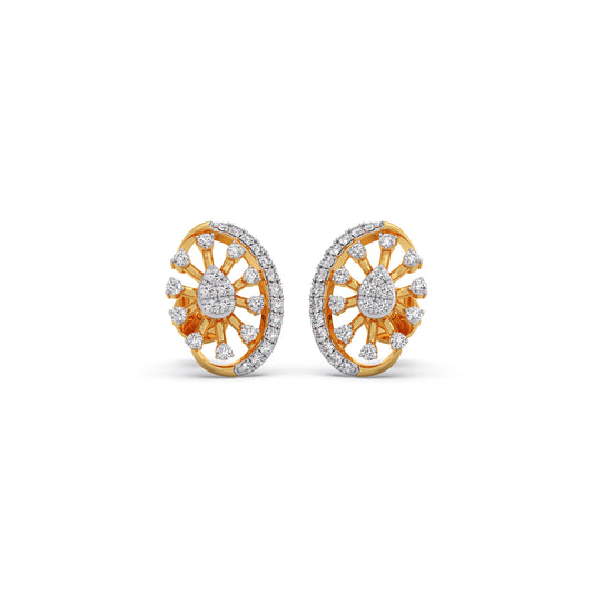 Flare Sunburst Diamond Stud Earrings - Yellow