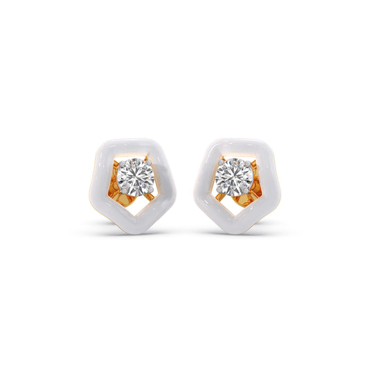 Cotton Candy Solitaire Pebble Diamond Stud Earrings - Yellow