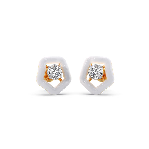 Cotton Candy Solitaire Pebble Diamond Stud Earrings