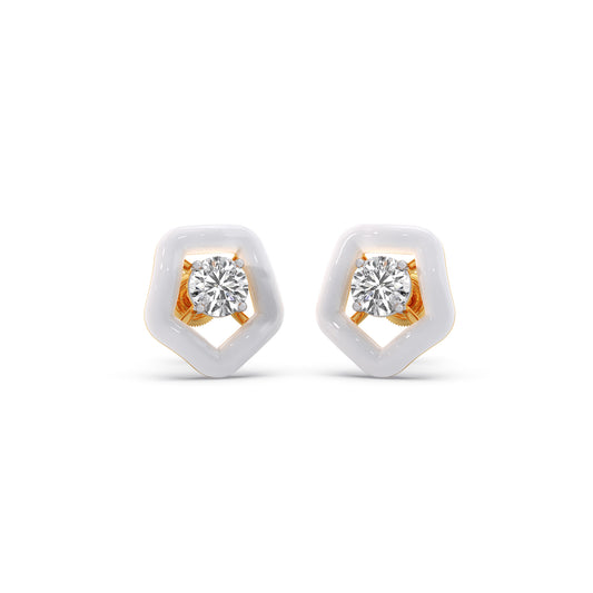 Cotton Candy Solitaire Pebble Diamond Stud Earrings - Yellow