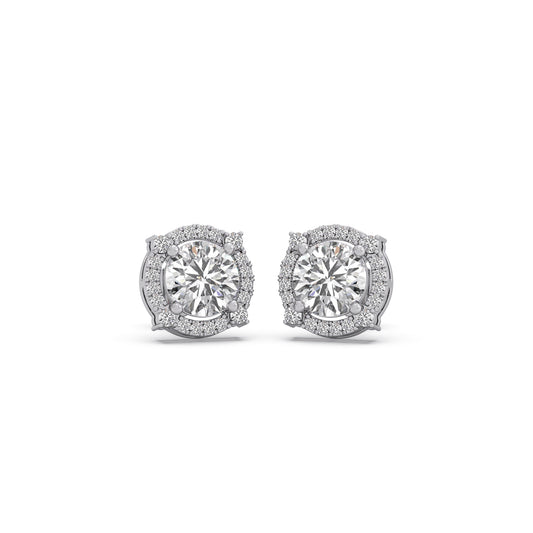 Regent Round Solitaire Stud Earrings - White